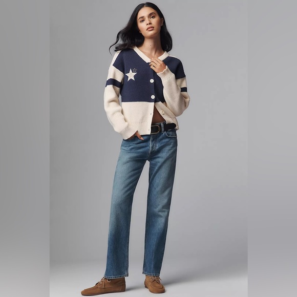 ANTHROPOLOGIE DAILY PRACTICE Quarterback Cardigan Sweater Oversized Embroidered - Picture 11 of 11